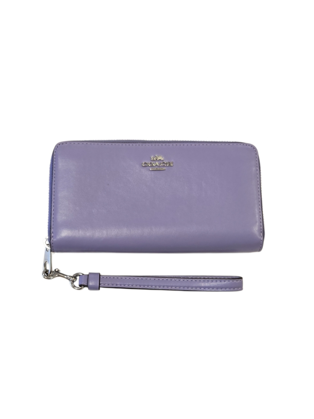 Coach Light Violet Leather Zip Around Wallet with Detachable Wrist Strap